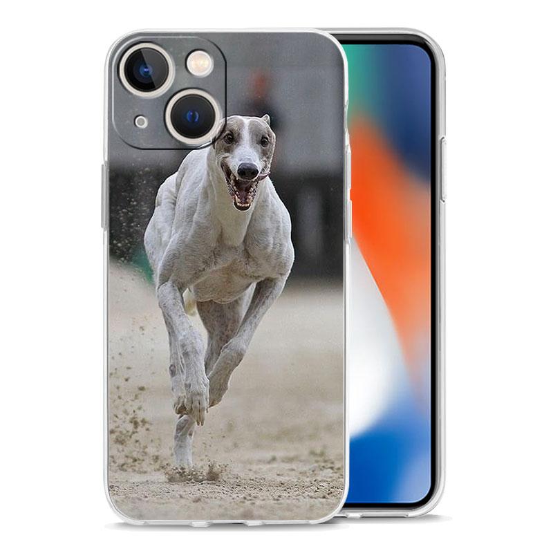 Чехол для телефона iPhone 17 Air Cases iPhone 16 15 12 13 14 Pro Max SE 7 8 Plus iPhone11 Прозрачный Мягкий Чехол Собака Грейхаунд