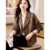 Мода и темперамент Весна Корейский стиль Утягивающая однотонная короткая куртка с заниженными плечами для весны