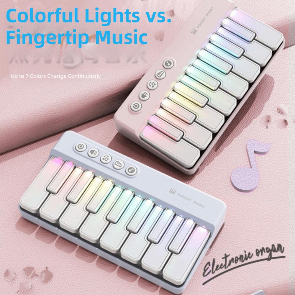 Portable Design Learning Piano Keyboard 7 Colors LED Musical Instrument Toy  Birthday Gift
