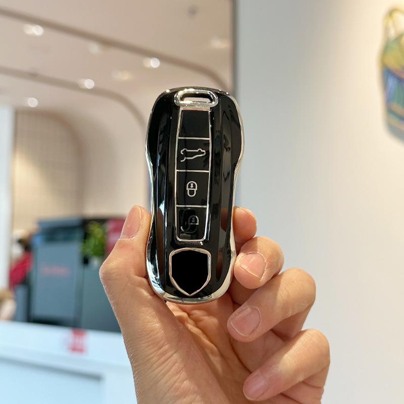 ТПУ Автомобильный Брелок Чехол Умный Кейс Корпус Крепление Защита Цепочки Пульт Подходит Для Porsche Taycan Panamera Macan Cayenne Гибридный 718 911 Boxster