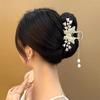 Women Hair Claw Shiny Rhinestones Faux Pearls Butterflies Decor Hair Clip Back Head Tassel Hair Decoration
