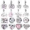 Настоящее серебро 925 пробы, розовая серия, подвески в форме сердца, бусины, подходят для оригинальных браслетов Diy 925, сделай сам, ювелирные изделия на день матери, подарок для мамы