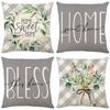 Spring Letter Print Pillow Cover Plant Flower Polyester Home Sofa Cushion Cover Bedroom Bedside Pillow
