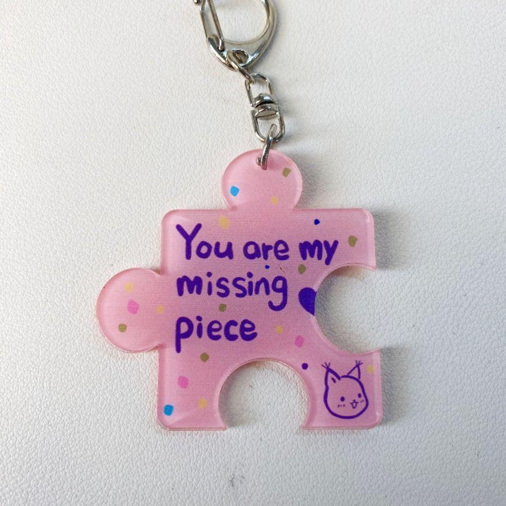 Multicolour Acrylic Puzzle Text Keychain Korean Style Accessories Versatile Daily