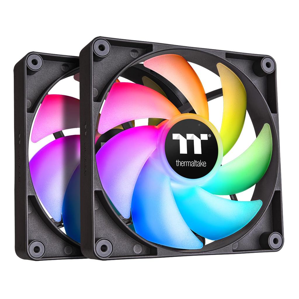 Вентилятор для охлаждения ПК Thermaltake CT120 ARGB Sync Черный (Комплект из 2 вентиляторов) Совместимый с ARGB 120-мм вентилятор для корпуса ПК Черный CL-F149-PL12SW-A FN2000