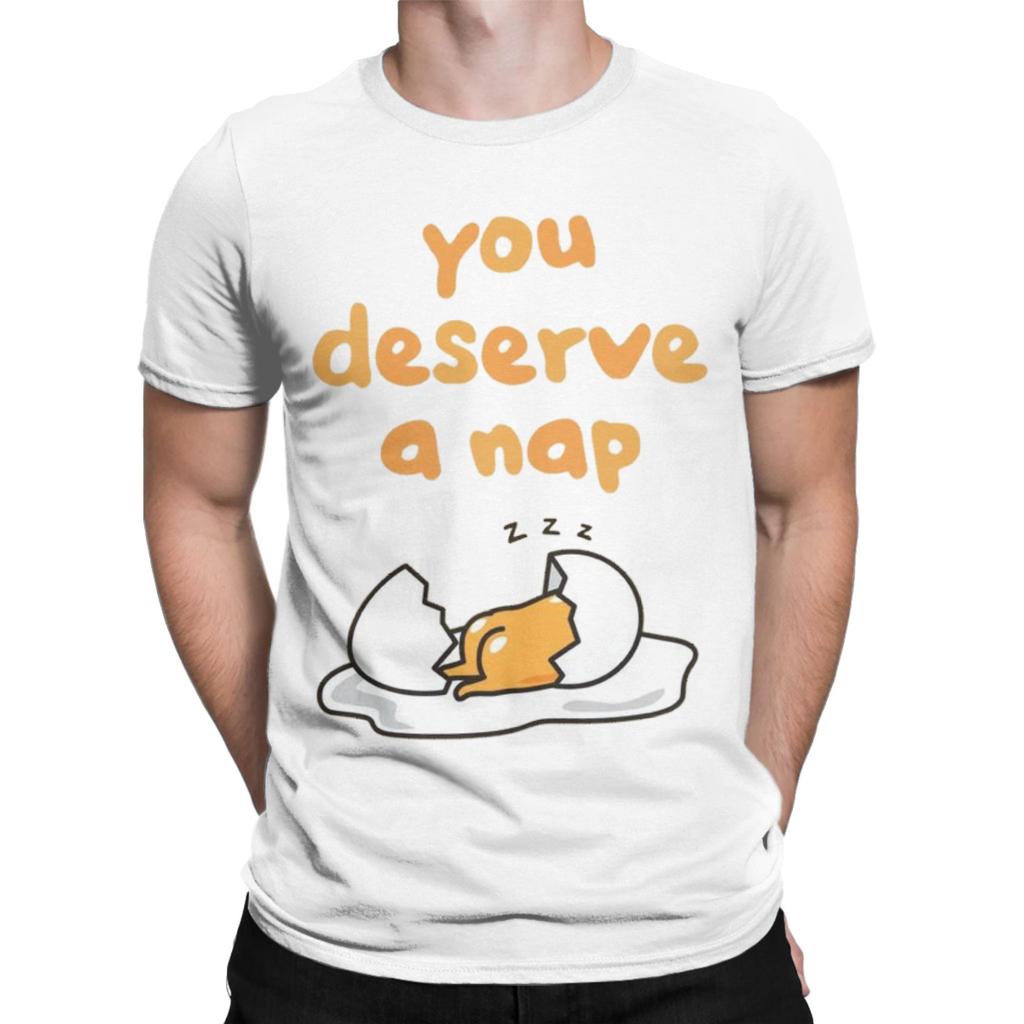 Повседневная футболка Gudetama "Вы заслужили поспать" для мужчин, с круглым вырезом, короткий рукав, хлопковый летний топ