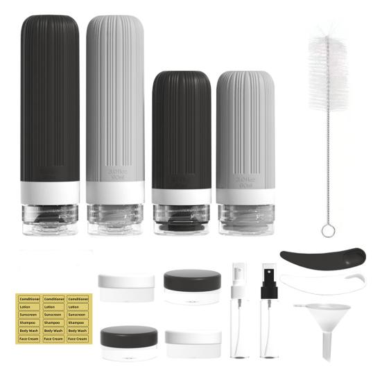 1 набор 60/90 мл силиконовых дорожных бутылочек, герметичные, многоразовые, для хранения крема для лица, лосьона, солнцезащитного крема, портативные, многоразовые, пустые емкости для туалетных принадлежностей