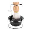Shaving Brush Set Grooming Kit Effective Lathering Synthetic Hair Stainless Steel Stand Shaving