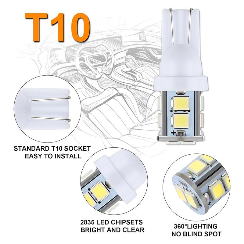 20/24 шт. T10 DC 12V Набор светодиодных лампочек Белый свет Автомобильная лампочка Подходит для лампы для чтения/Подсветки номерного знака/Внутреннего освещения