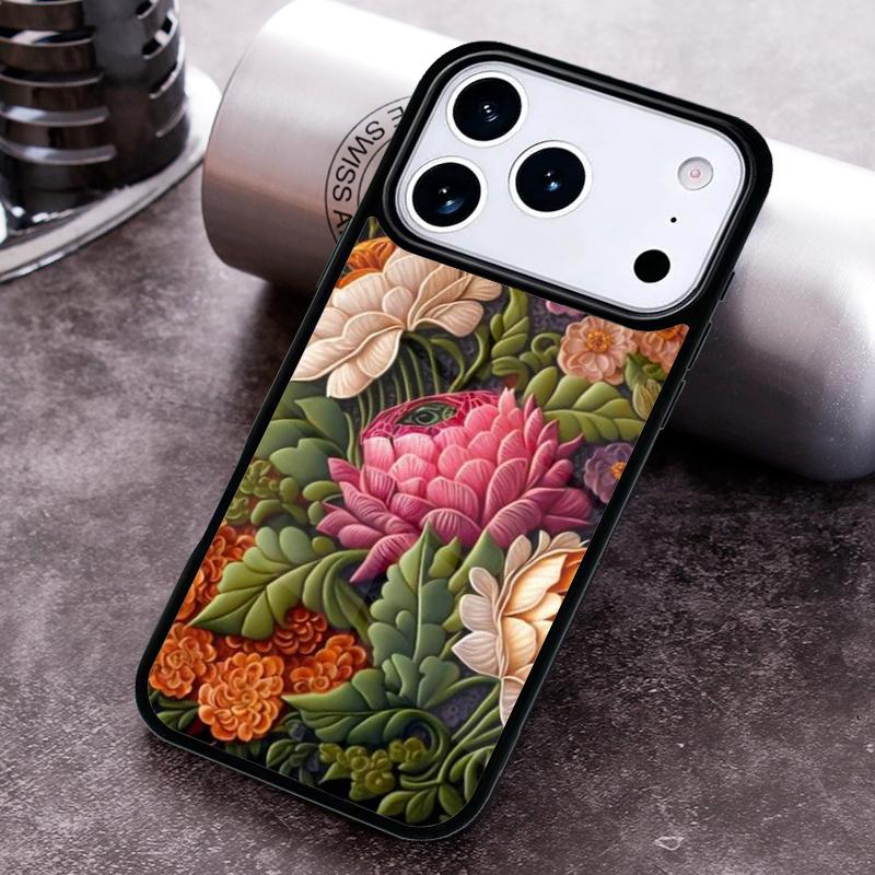 Чехол для телефона с вышивкой цветов для iPhone 17 16 15 14 13 12 11 Pro Max Plus 17Air Мягкий силиконовый чехол