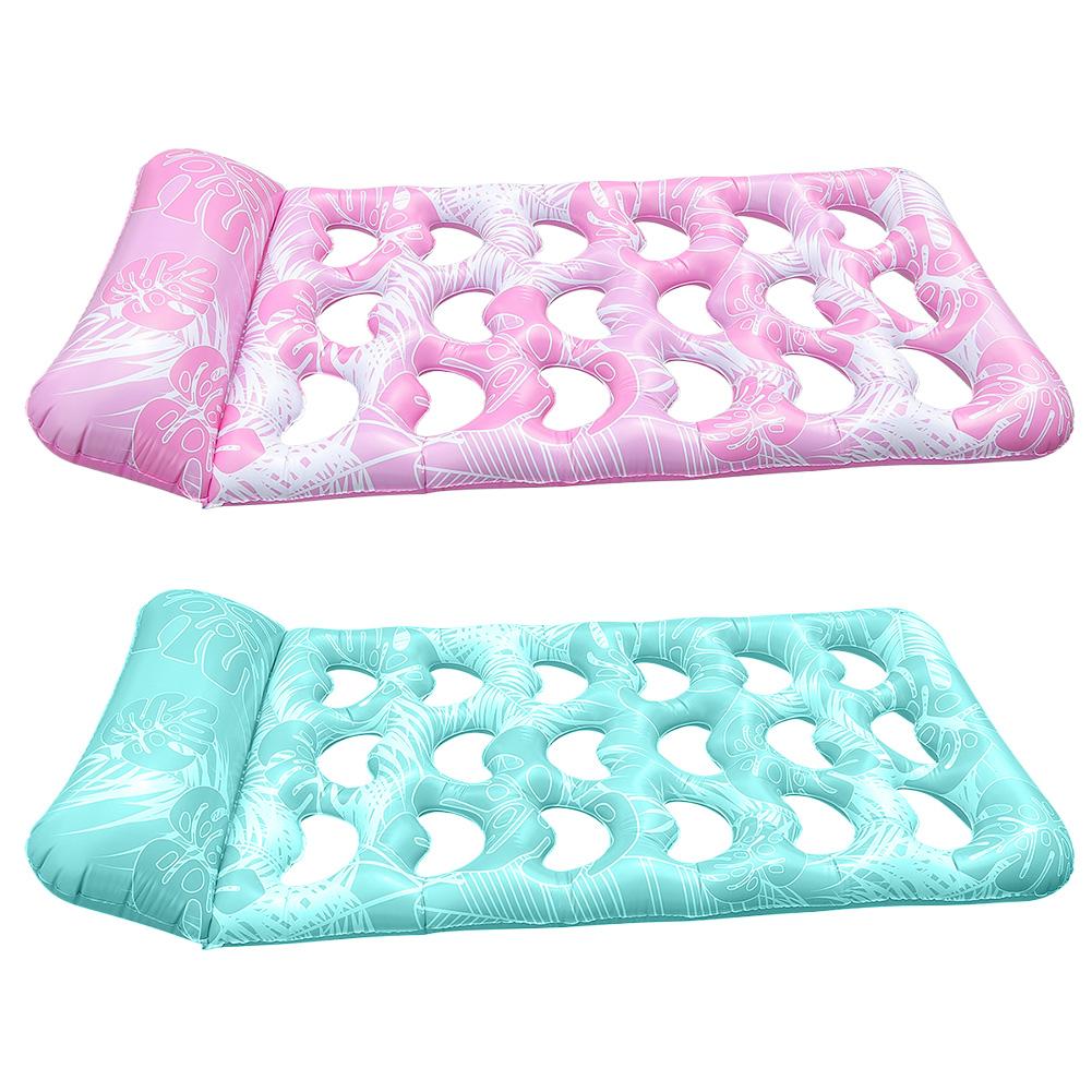 Inflatable Pool Float Lounger with Headrest Pool Floats Hammock Portable Inflatable Water Sleeping Bed for Swimming Pool Party