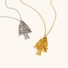 18K Gold-Plated Christmas Tree Pendant Necklace - Elegant European & American Design for Women
