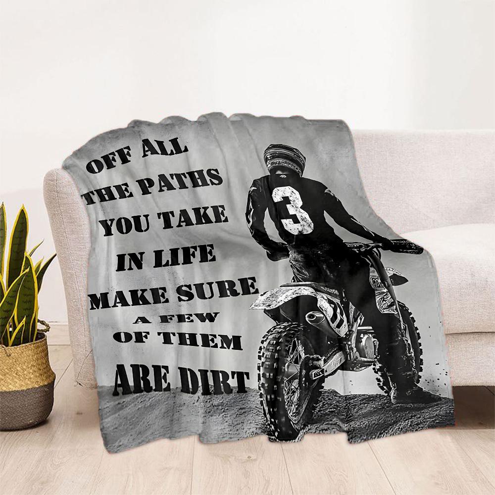 Motocross Adventure Sport Flannel Blanket - Soft and Suitable for Sofas, Beds, Offices, Travel, All Seasons, and The Best Gift for The Holidays.