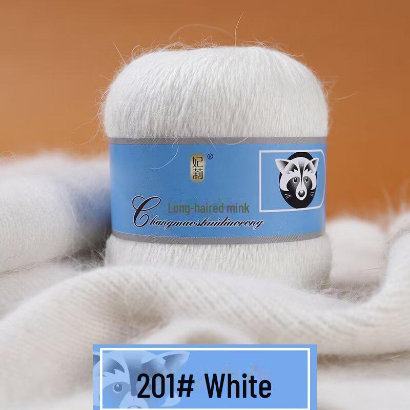 Мягкая пряжа из кашемира ручной работы для шапок и шалей, пряжа из шерсти норки с длинным ворсом средней толщины для вязания крючком