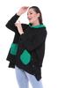 Women's Style Big Size Sweatshirt Large Size Extra Comfortable Fit Black Sweatshirt With Green Pocket Detail