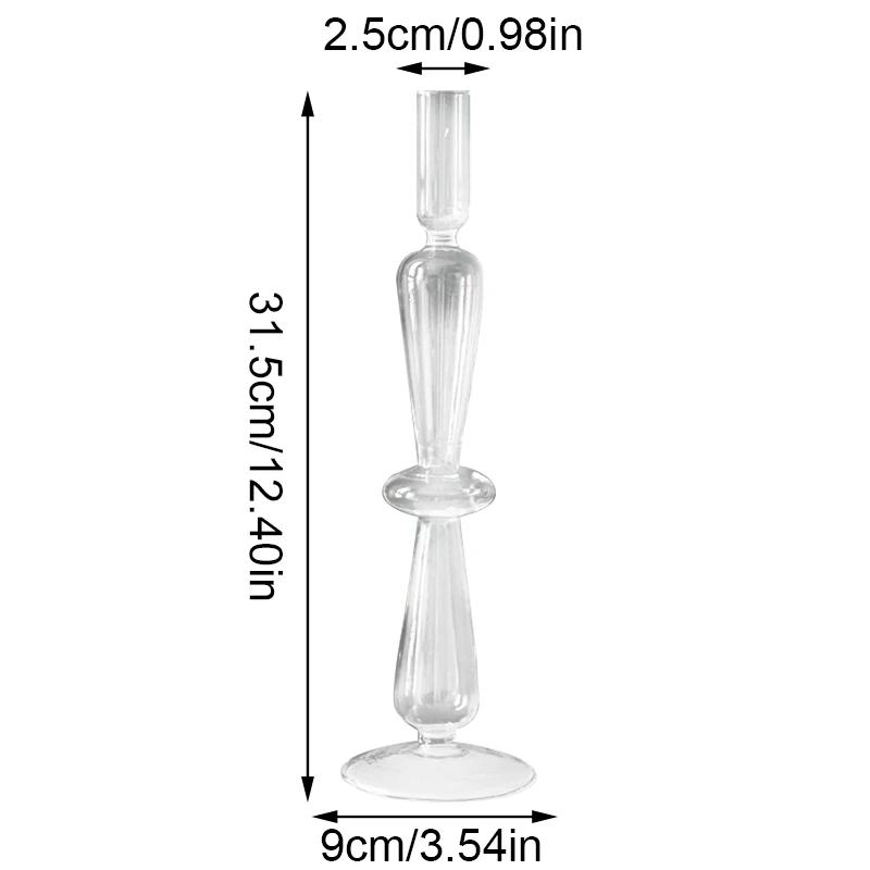 Vintage Candlestick Flower Glass Vase Crafts Glass Floriddle Taper Candle Holder Nordic Home Decorate Romantic Minimalist Holder