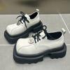 Fashion Loafers Thick Sole Heightening Square Toe Shoes Vintage Women Lace Up Thick Bottom Footwear Small Leather Ladies 35-40