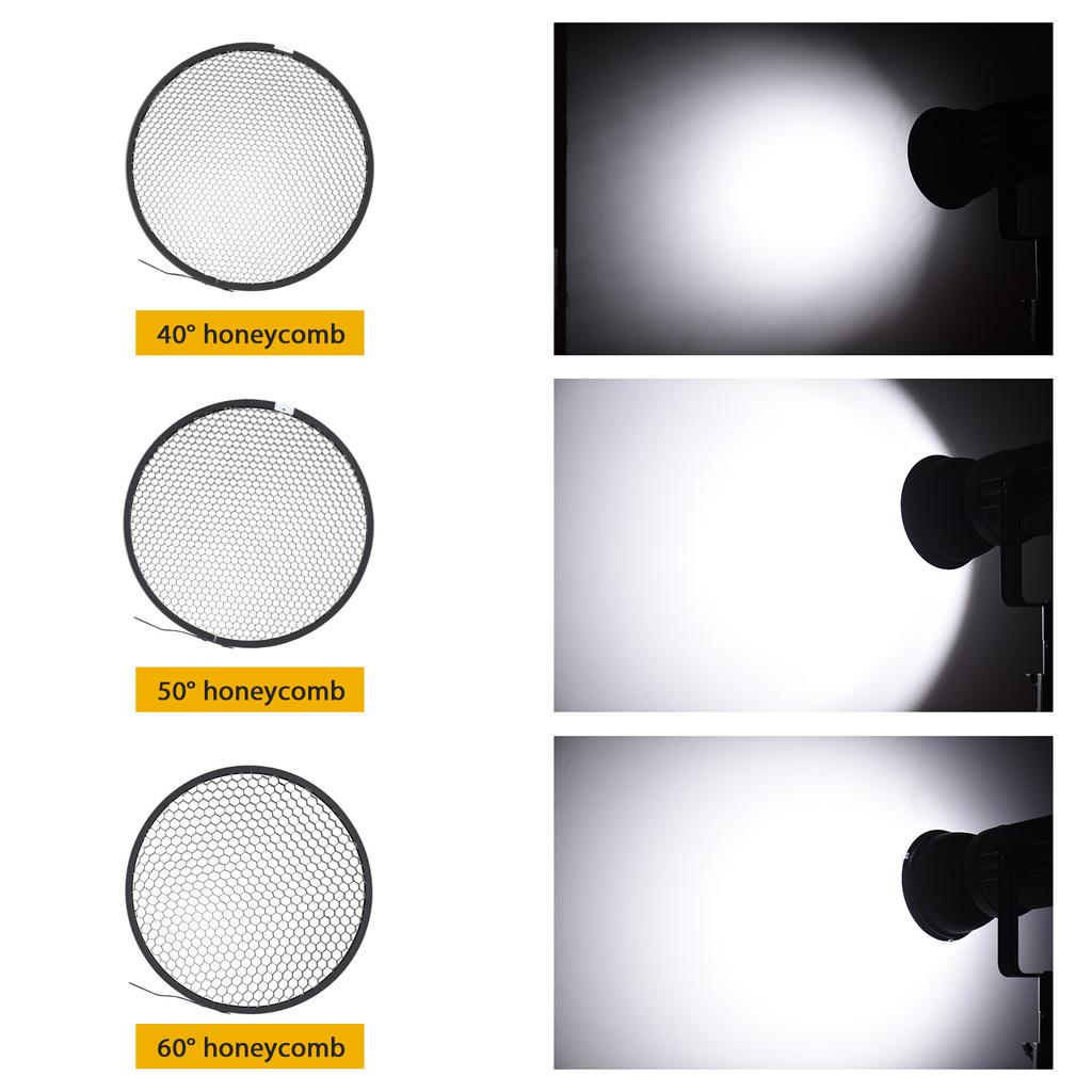 7 Inch Standard Reflector + 6pcs Photography Honeycomb Grid + 1pcs Diffuser Board Kit with 10 Degrees 20 Degrees 30