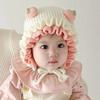 Soft Baby Hooded Hat Thick Woolen Beanie Fashion Toddler Earflap Cap