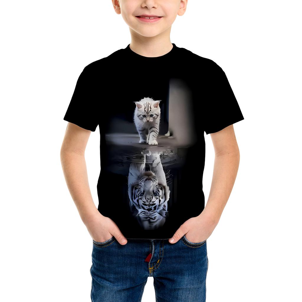 Summer Men's T-shirt Fashion Tiger Dinosaur Graphic 3D Print Men's Short Sleeves T-Shirt Loose Casual Outdoor Men's and Women's Tees Tops
