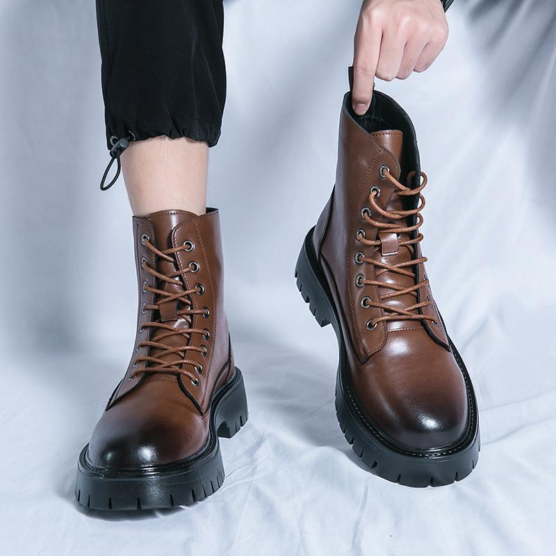 Горячие продажи мужские ботинки из натуральной кожи зимние модные рабочие ботинки офисные мужские деловые ботинки повседневные ботинки для отдыха на природе