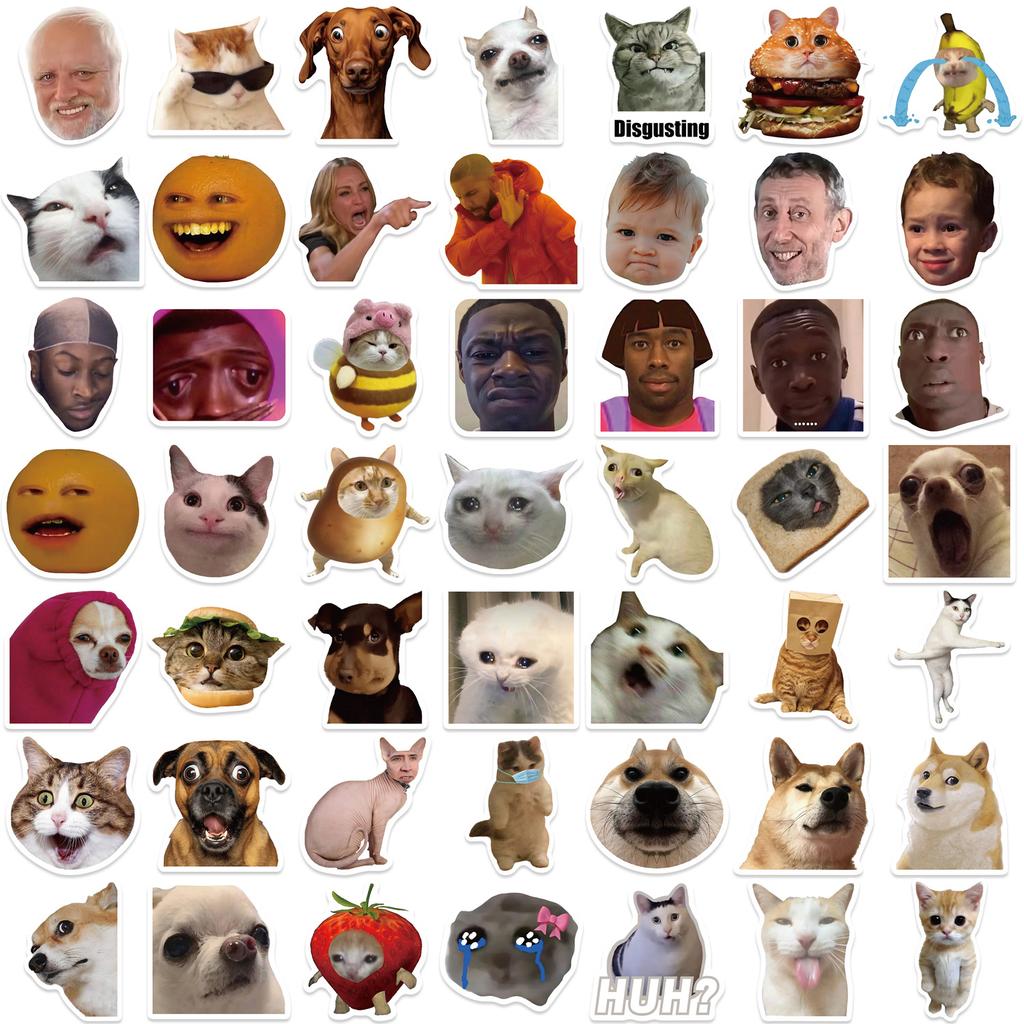 50 Наборов Мультяшных Эмодзи Наклейки МЕМЫ Гитара Блокнот Чемодан DIY Водонепроницаемые Наклейки