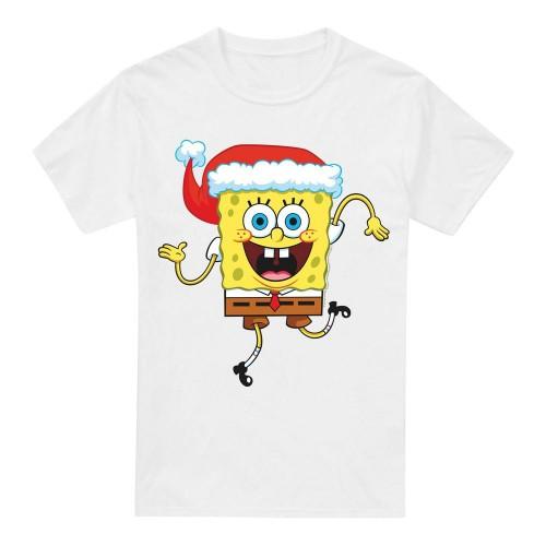 SpongeBob SquarePants Mens Santa Hat Christmas T-Shirt