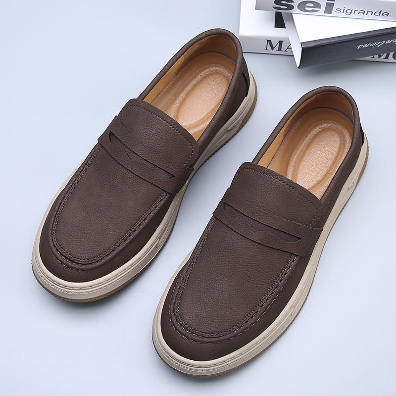 Модный Роскошный Бренд Мужские Удобные Лоферы из Замшевой Кожи на Мягкой Подошве Слипоны Универсальные Повседневные Деловые Формальные Туфли из Натуральной Кожи