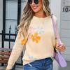 Autumn and Winter Women's Sweater Printed Pullover Sweater Flower Sweater