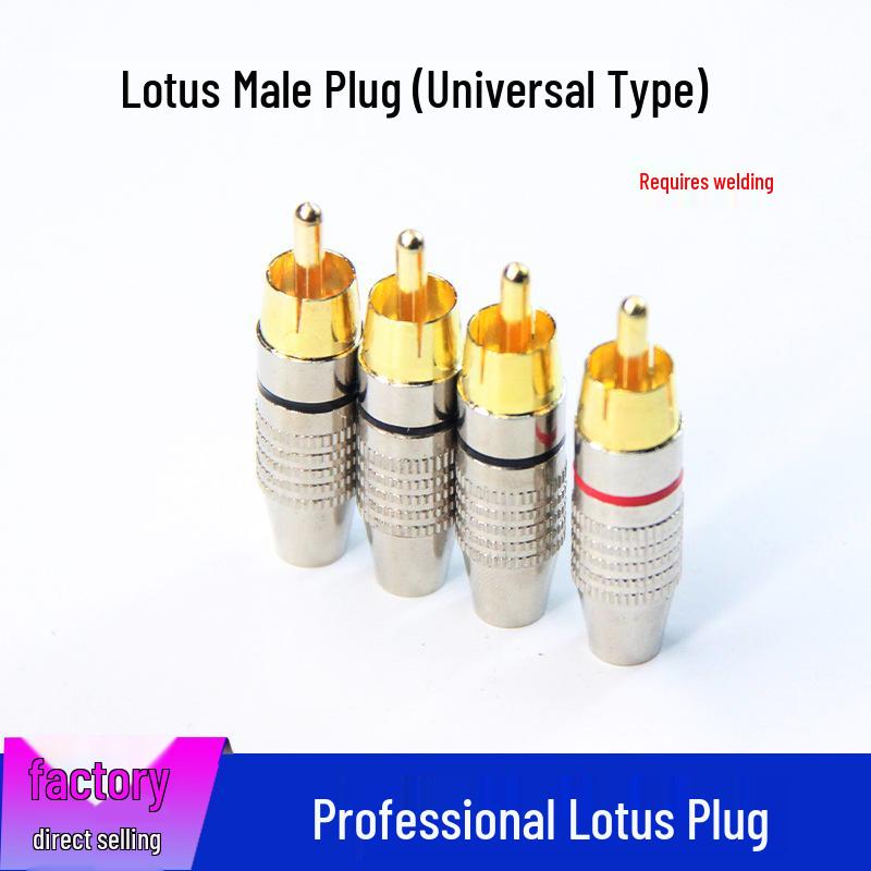 Разъем RCA-кабеля Lotus - Чистая медь, Позолоченные контакты, Штекер для аудио/видео