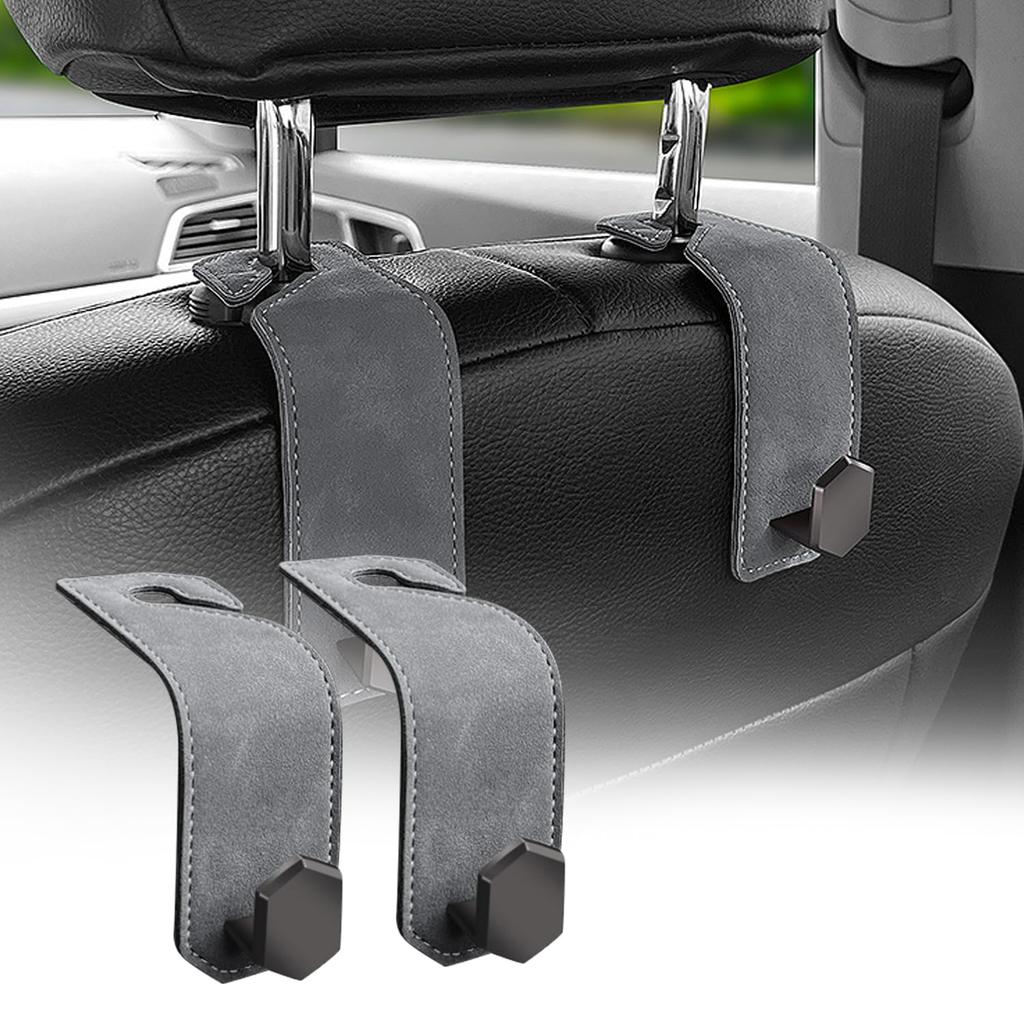 Набор из 2 крючков для подголовника Aicosineg (Серый) Автомобильный крючок с металлической вставкой из кожи Крючок для багажа Крючок для автомобильного сиденья Простая установка Высокая грузоподъемность Сиденье H