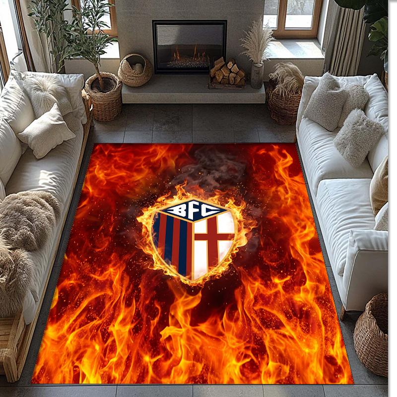 Bologna FC Soccer Football Pattern Soft Area Rug Non Slip Indoor Floor Carpet Sports Decor Mat for Bedroom
