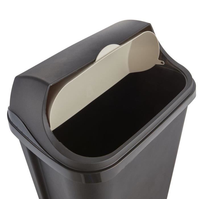 OKT 2053713 Poubelle Roll-Top 50 L En Graphite/crème, Plastique, 39 X 29,5 X 67,5 Cm