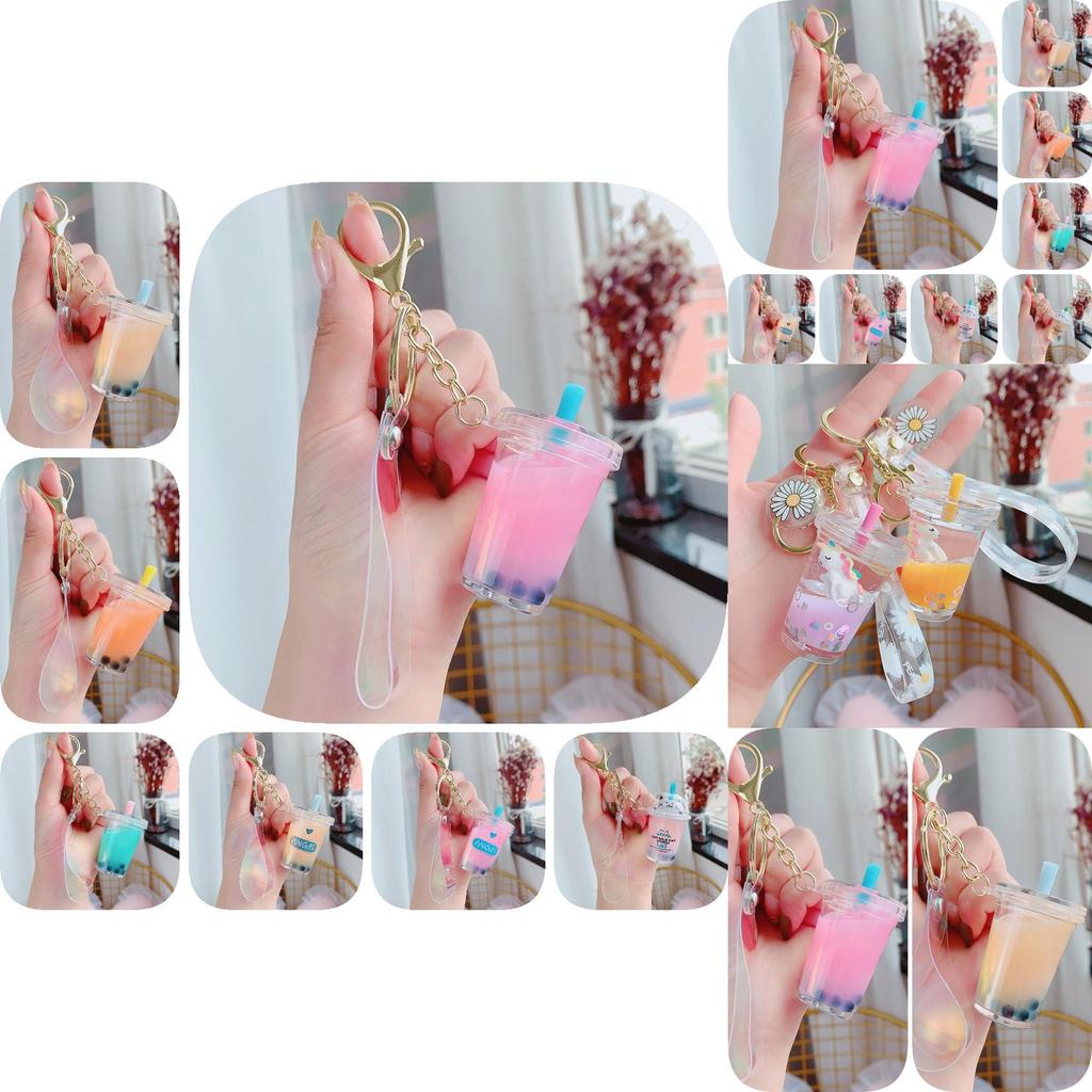 Adorable Cartoon Unicorn Boba Tea Acrylic Keychain Cute Gift For Friends And Couples