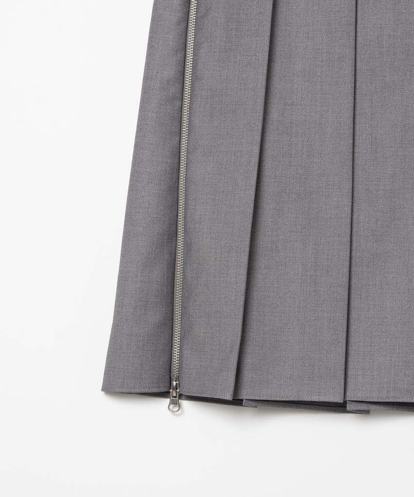 Milo Woman Zipper Layered Pleated Skirt [Gray]
