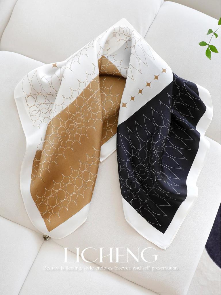 Yang Caiyu Style Striped Silk Square Scarf - Summer Sunscreen Accessory & Headband