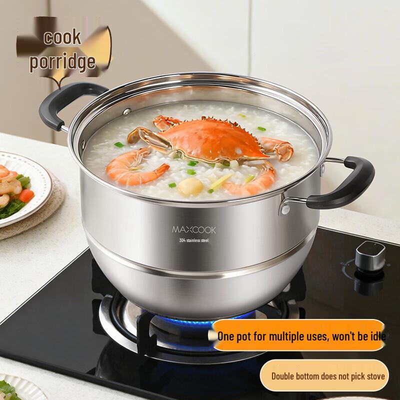MAXCOOK MCZ1536 34cm 304 Stainless Steel Steamer Pot
