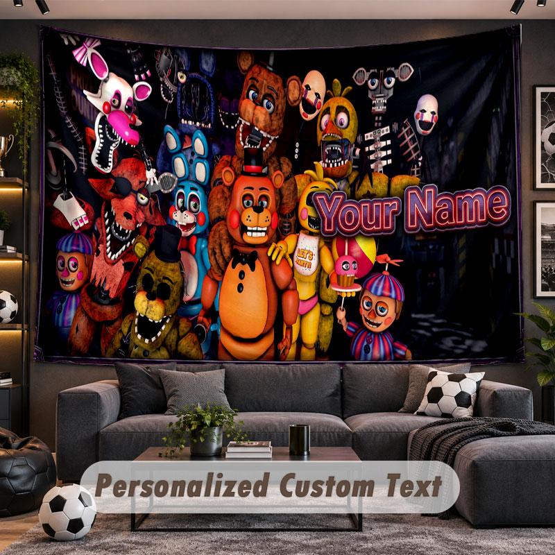 Wall Hanging Tapestry Custom NameFive Nights at Freddy’s Pattern Personalized Printed Fabric Wall Decor