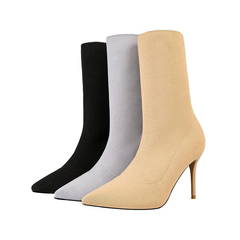 Sexy Sock Boots Knitting Stretch Boots High Heels For Women Fashion Shoes 2022 Spring Autumn Ankle Boots Booties Female999