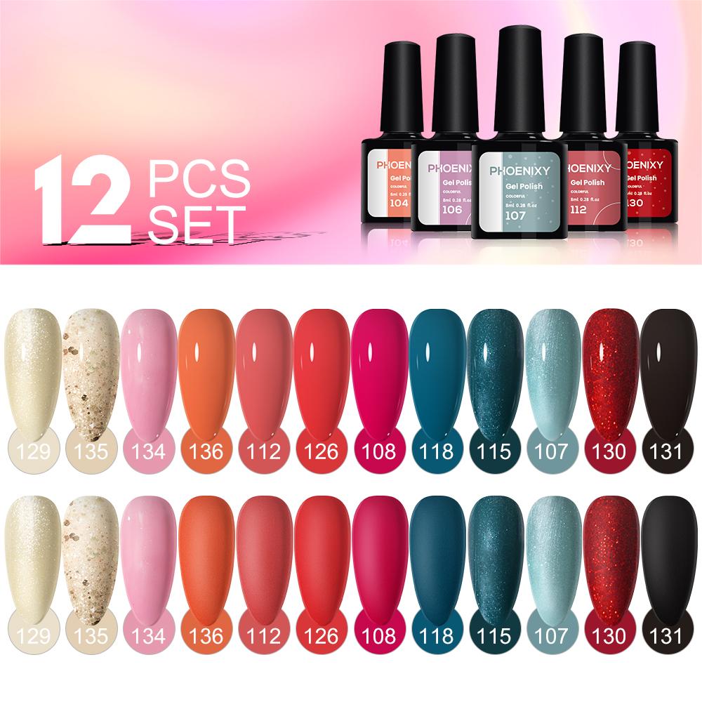PHOENIXY Набор гель-лаков для ногтей 12/18/20/30/45 шт. Набор 8 мл Гибридный полупостоянный УФ-светодиодный набор для маникюра