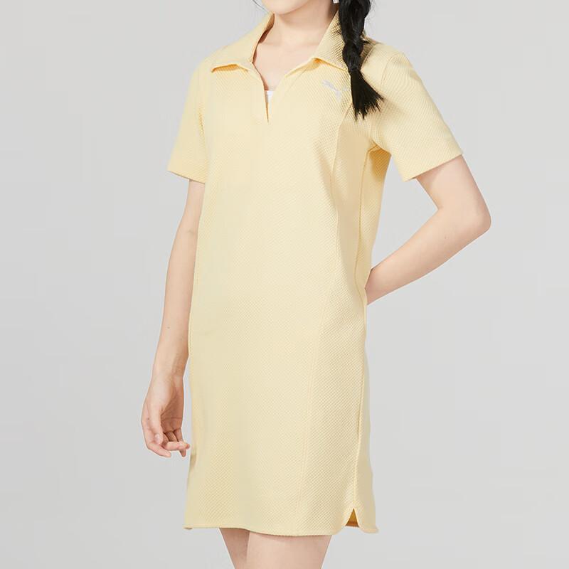 Puma Однотонное повседневное простое удобное платье-футболка с воротником-поло, женское платье желтого цвета 676658-42