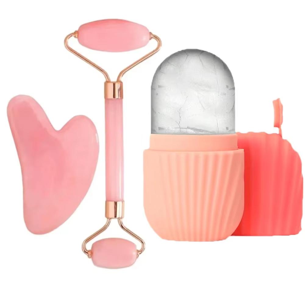 Facial Roller Gua Sha Set Stainless Steel Scraping Board Silicone Ice Face Roller Mold Skin Care Massage Face Skin Care Tools