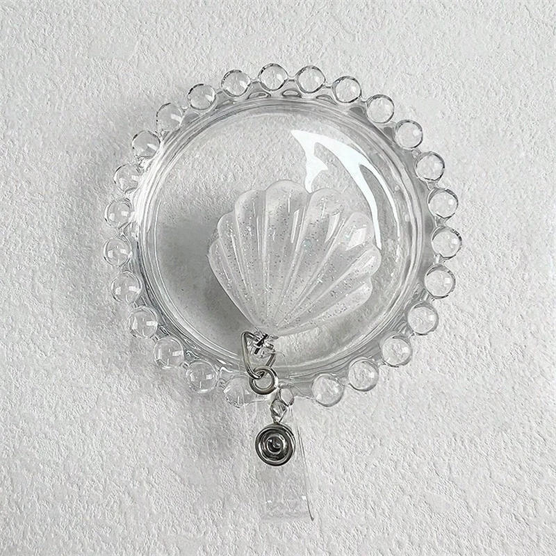 Блестящий бейдж-ролик с ракушкой, выдвижной держатель для бейджа ID-карты, бейдж для имени, рабочий зажим-крокодил для учителей, офисных сотрудников, медсестер