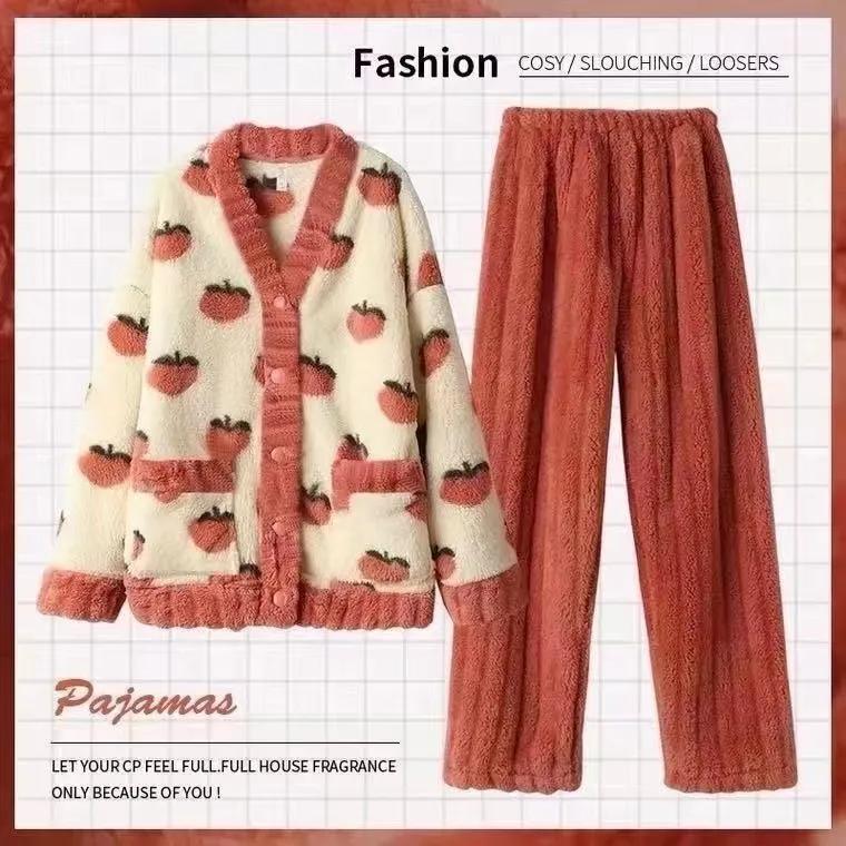 Suits Homewear Autumn Winter Kawaii Cartoon Pajama Sets Women Pyjamas Warm Flannel Loung Sleepwear Girl Pijama Mujer Night