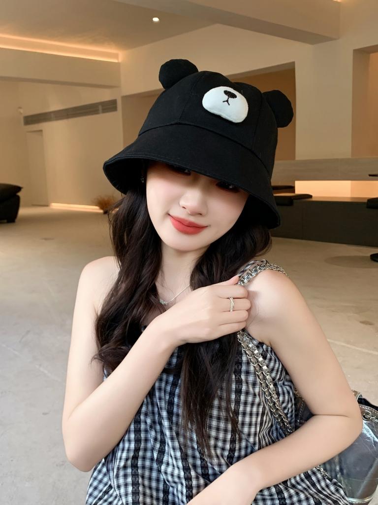 Spring Summer Bucket Hat For Women Men Cute Dog Ear Bear Nose Cartoon Fisherman Hat Outdoor Sun Hat Mountain Travel Beach Cap