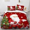 Christmas Tree Deer Santa Claus Printed Duvet Cover Set for Kids Teen Christmas Gift Bedding Set King Polyester Comforter Cover