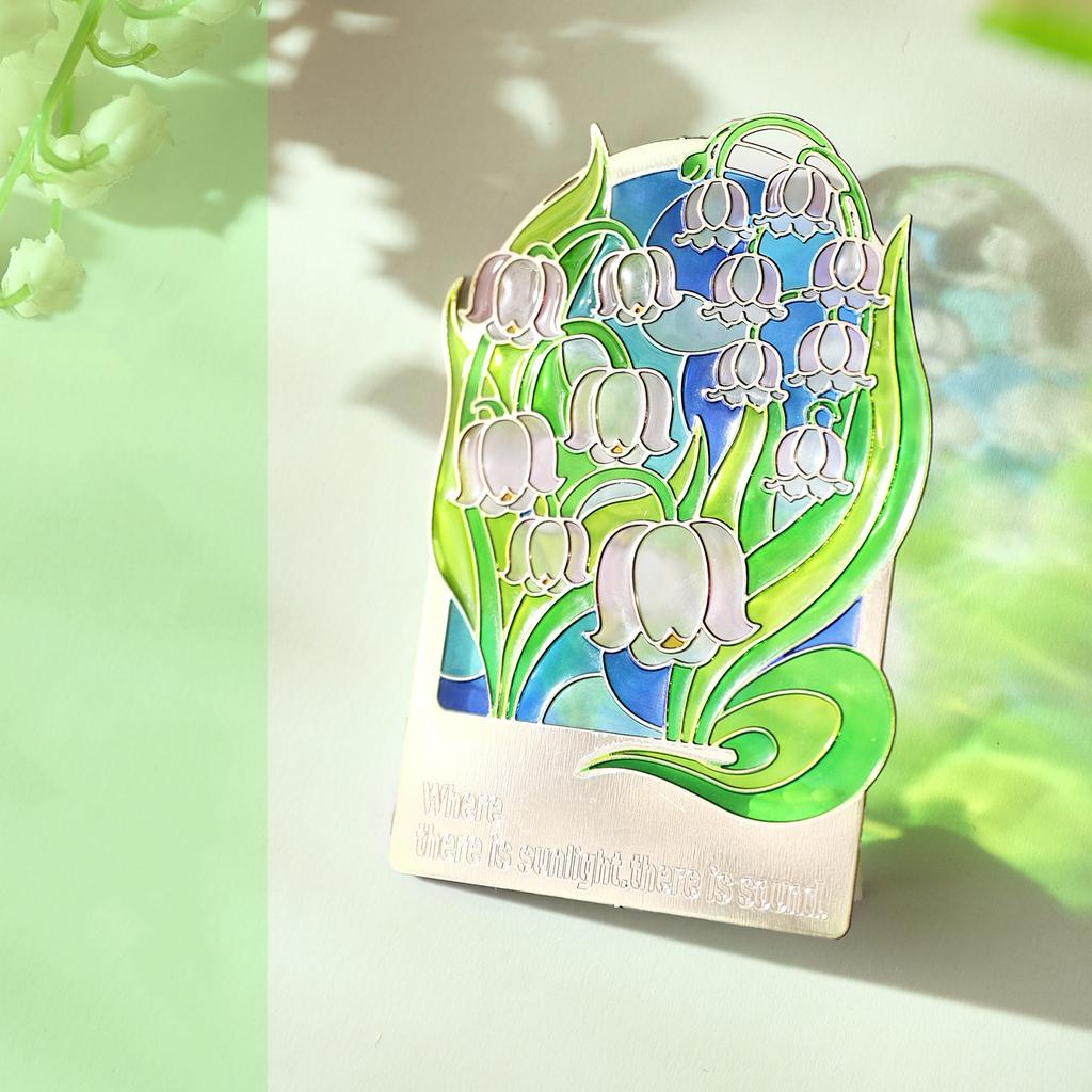 Stained Glass Flower Metal Bookmark, 2-in-1 Magnetic Fridge Magnet, Translucent Book Mark for Readers, Gift for Book Lovers