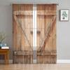 Текстура деревянной двери Винтажные прозрачные шторы для гостиной Оконные тюлевые шторы для спальни Кухня Домашнее украшение Вуаль Шторы