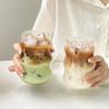 Cloud Coffee Glass Cups with Straws High Borosilicate Juice Cups Spiral Cups Chubby Cold Drinks Cups Milk Tea Cups.