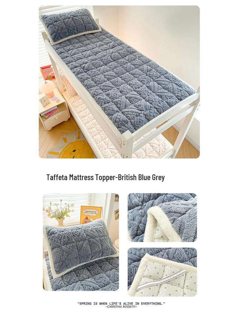 Зимний утолщенный наматрасник из тафты и бархата - Мягкое молочное бархатное постельное белье для общежития, односпальный или двуспальный